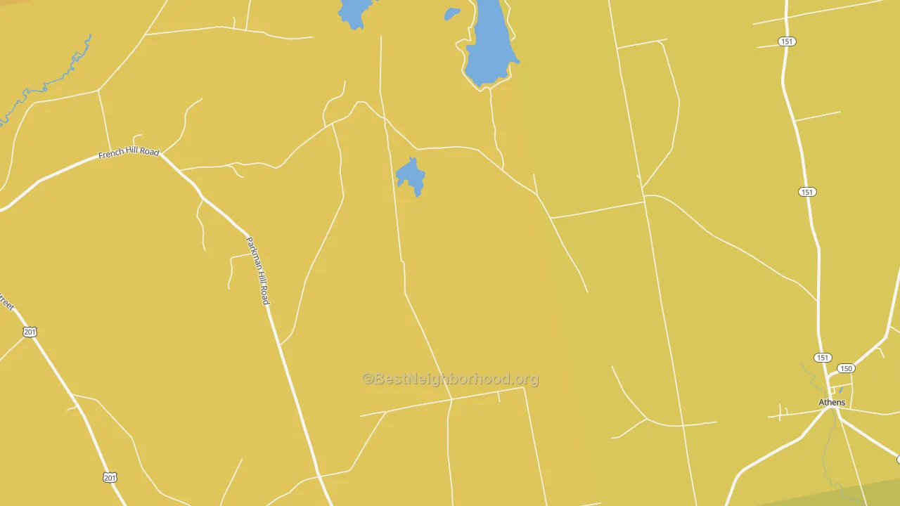 Map of the best neighborhoods in the West Athens area, with better matches in green and worse matches in red