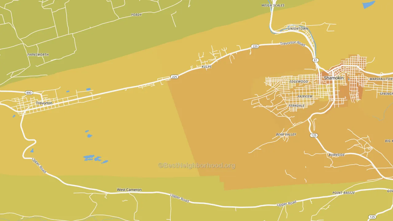 Map of the best neighborhoods in the West Cameron area, with better matches in green and worse matches in red
