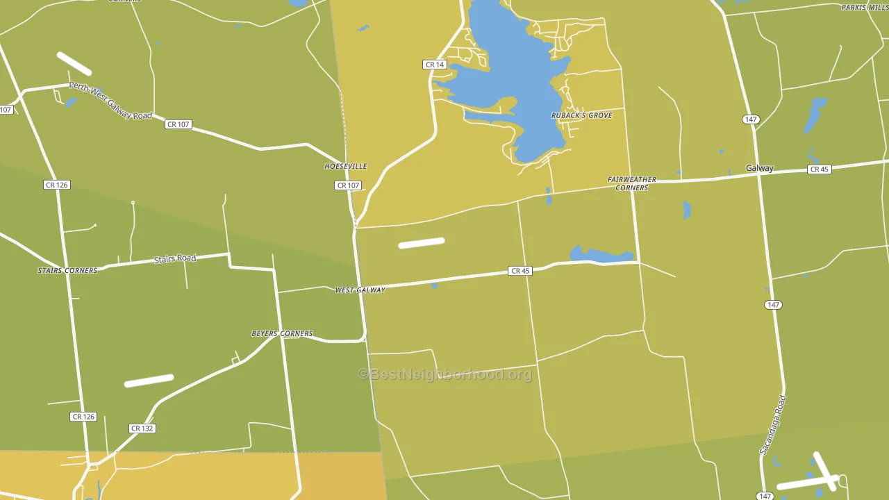 Map of the best neighborhoods in the West Galway area, with better matches in green and worse matches in red
