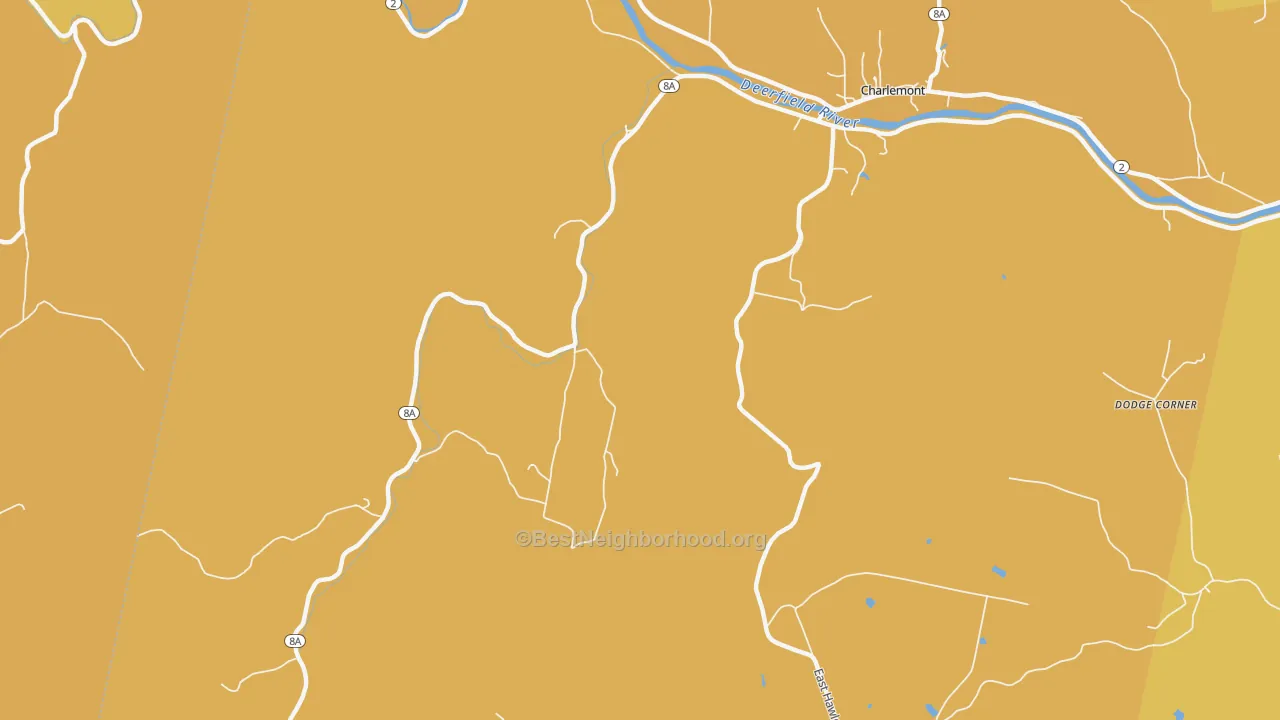 Map of the best neighborhoods in the West Hawley area, with better matches in green and worse matches in red