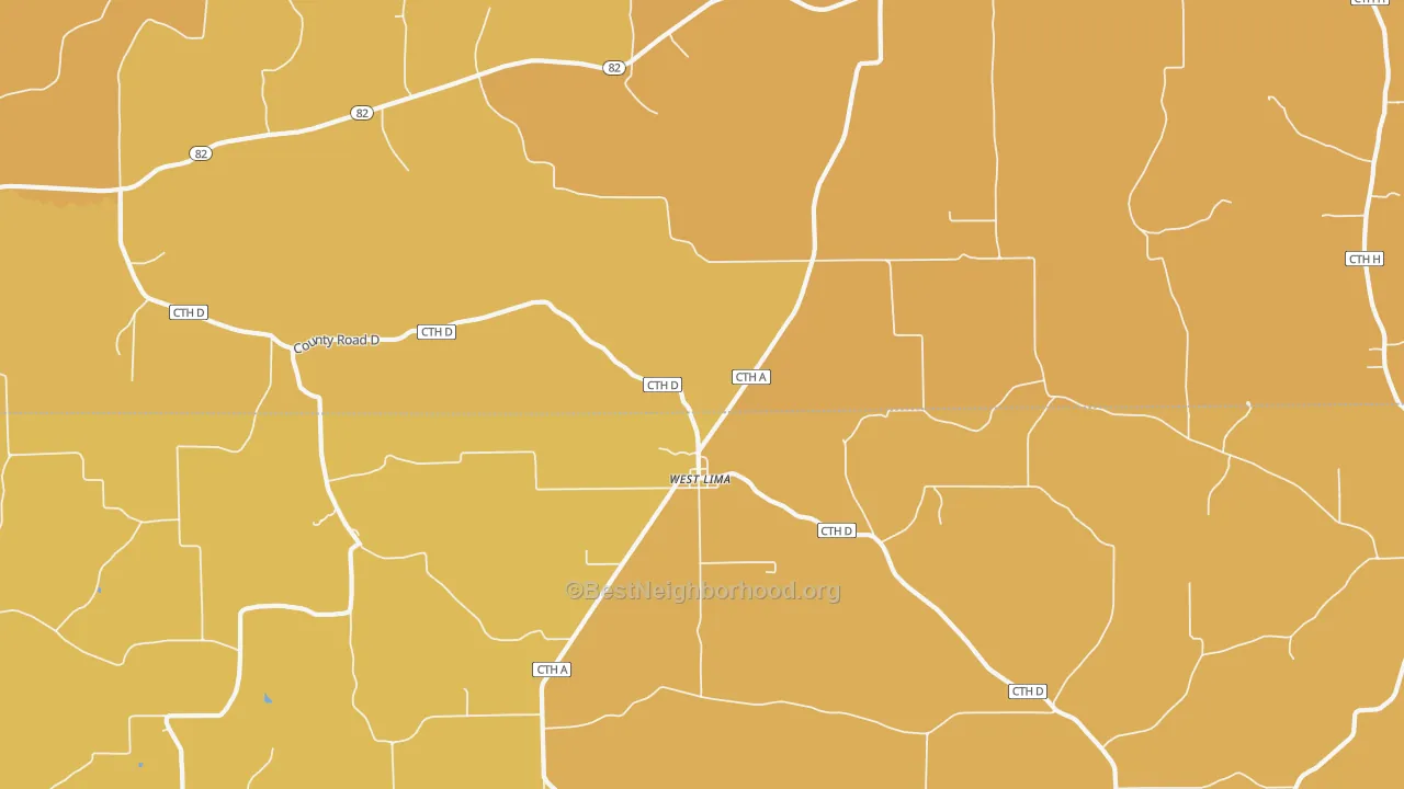 Map of the best neighborhoods in the West Lima area, with better matches in green and worse matches in red
