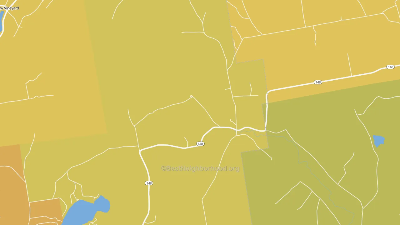 Map of the best neighborhoods in the West Mills area, with better matches in green and worse matches in red