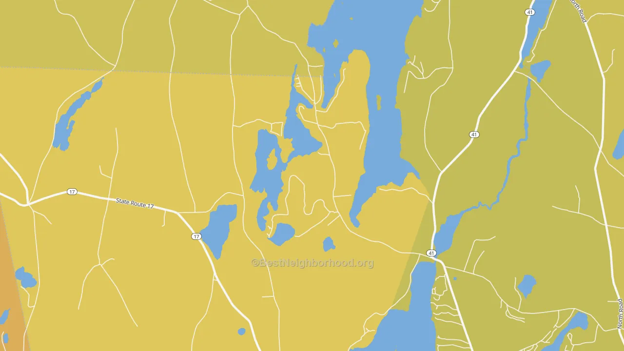 Map of the best neighborhoods in the West Mount Vernon area, with better matches in green and worse matches in red