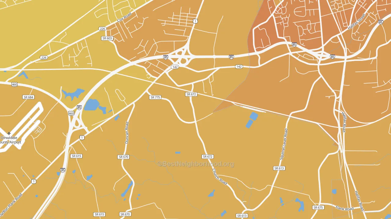 Map of the best neighborhoods in the West Petersburg area, with better matches in green and worse matches in red