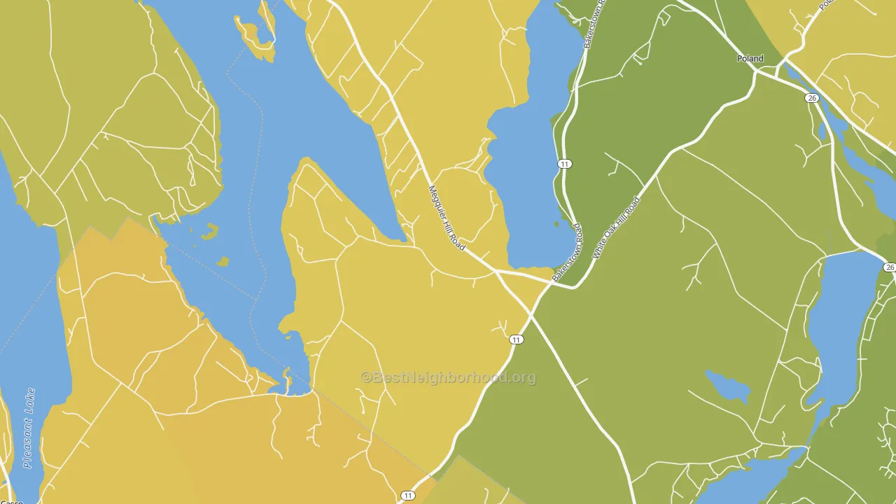 Map of the best neighborhoods in the West Poland area, with better matches in green and worse matches in red