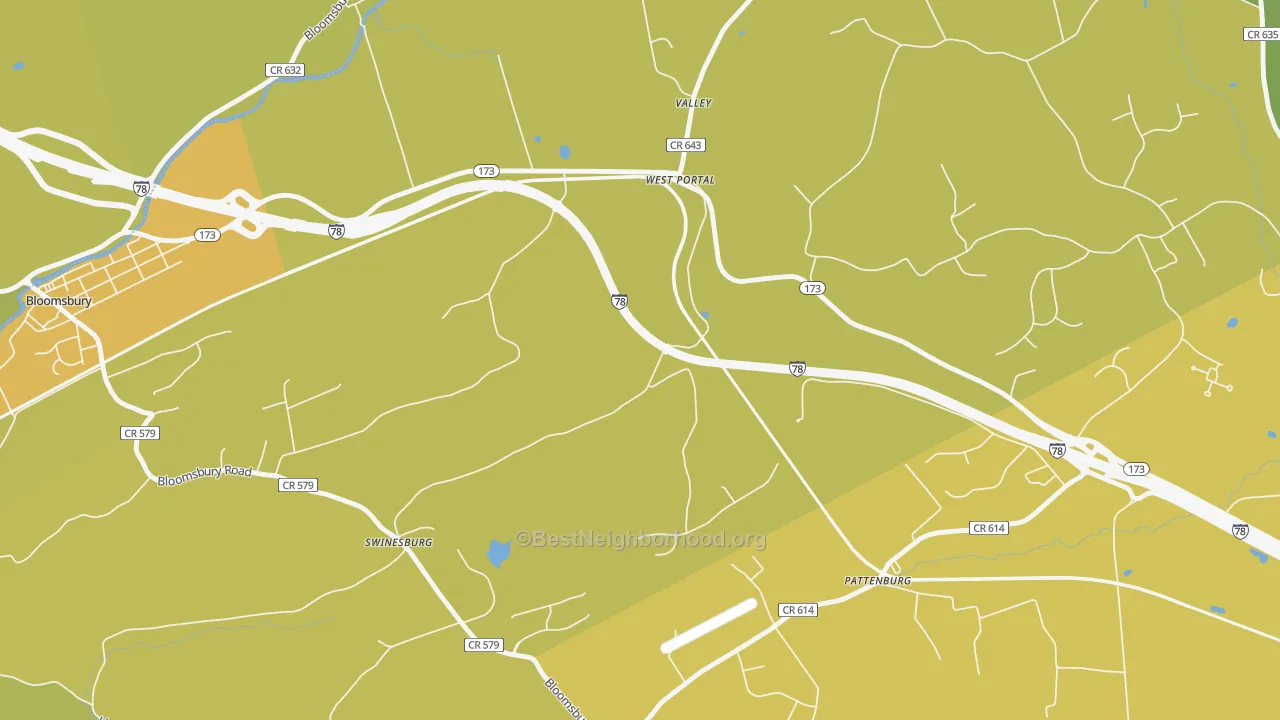 Map of the best neighborhoods in the West Portal area, with better matches in green and worse matches in red