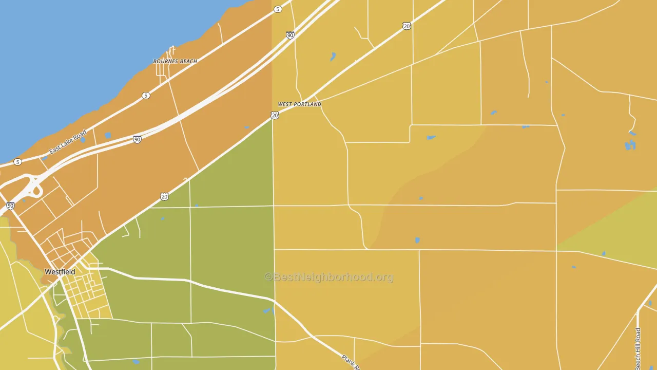 Map of the best neighborhoods in the West Portland area, with better matches in green and worse matches in red