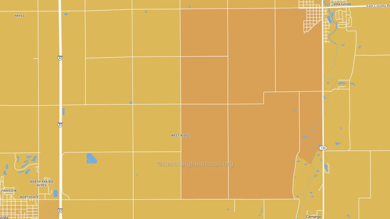 Map of the best neighborhoods in the West Ridge area, with better matches in green and worse matches in red