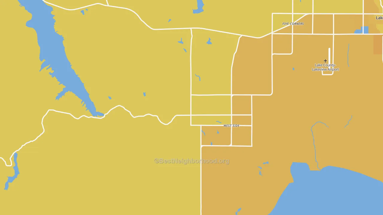 Map of the best neighborhoods in the West Side area, with better matches in green and worse matches in red