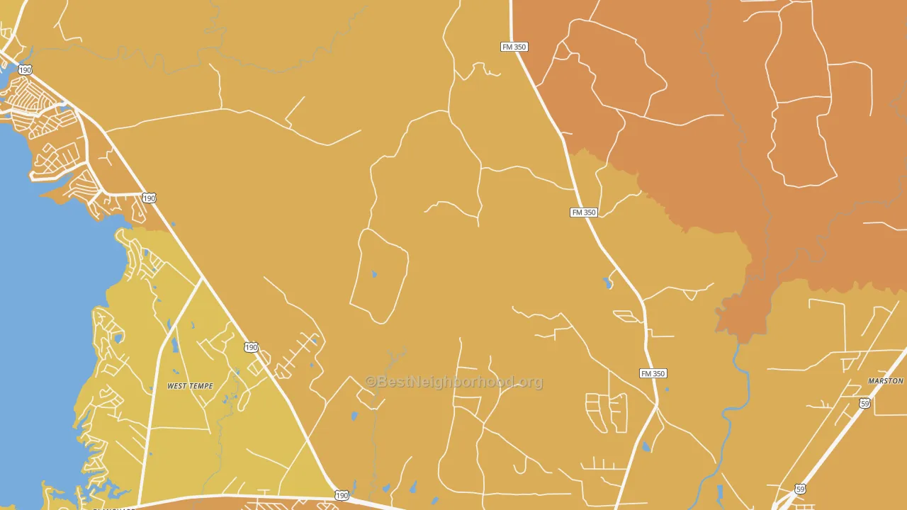 Map of the best neighborhoods in the West Tempe area, with better matches in green and worse matches in red
