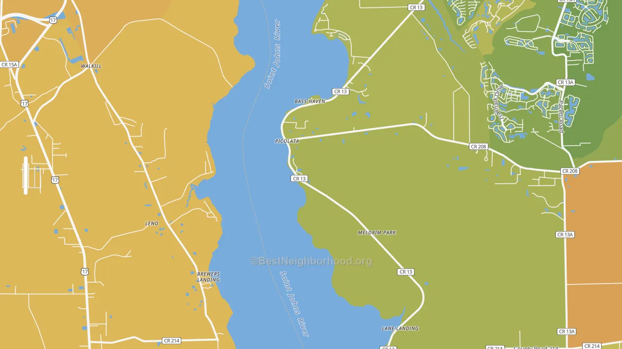 Map of the best neighborhoods in the West Tocoi area, with better matches in green and worse matches in red
