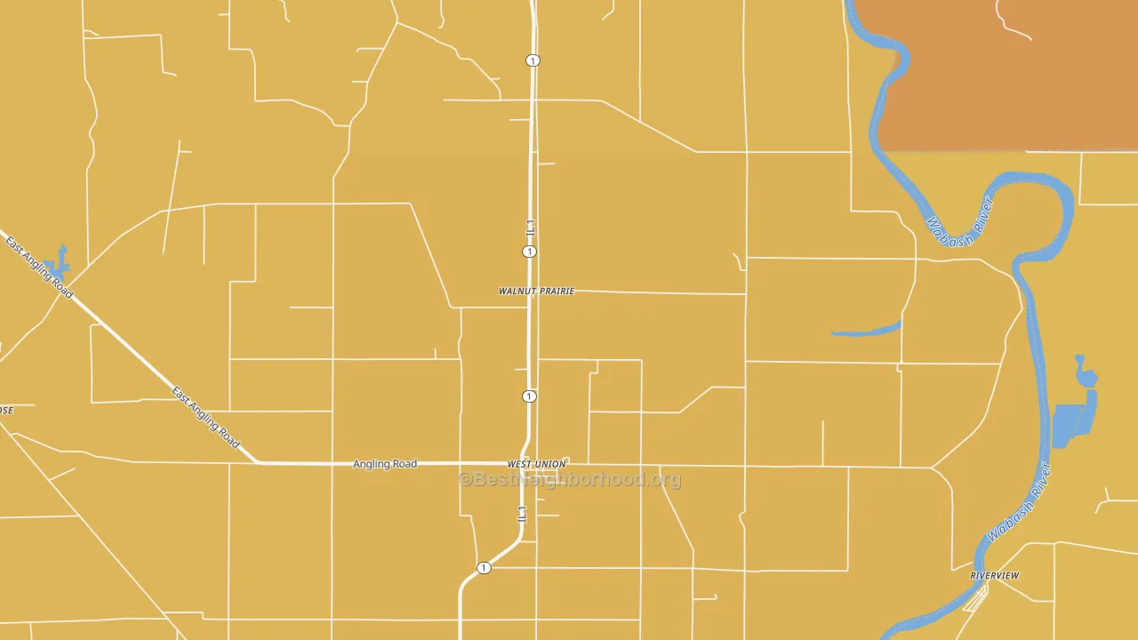 Map of the best neighborhoods in the West Union area, with better matches in green and worse matches in red