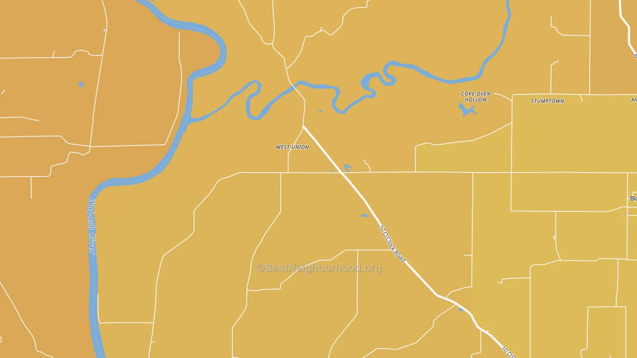 Map of the best neighborhoods in the West Union area, with better matches in green and worse matches in red