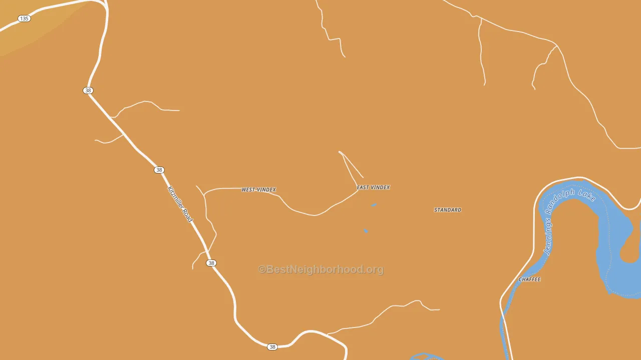 Map of the best neighborhoods in the West Vindex area, with better matches in green and worse matches in red