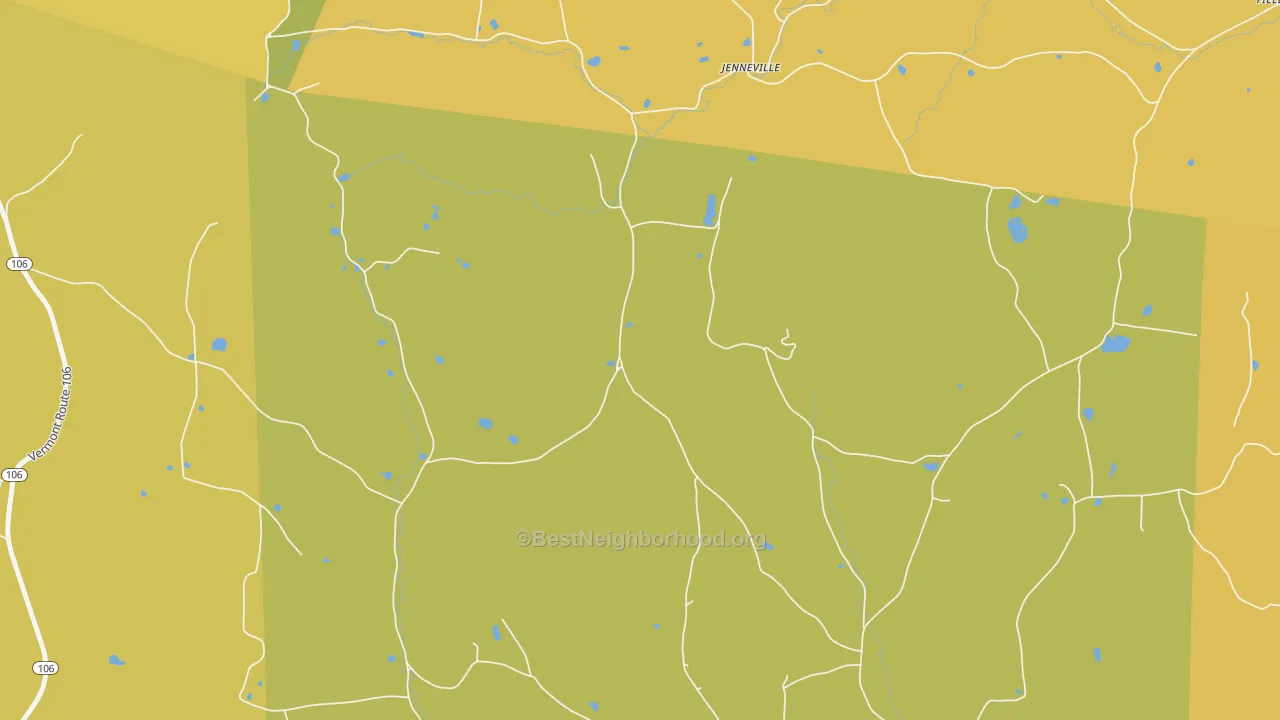 Map of the best neighborhoods in the West Windsor area, with better matches in green and worse matches in red