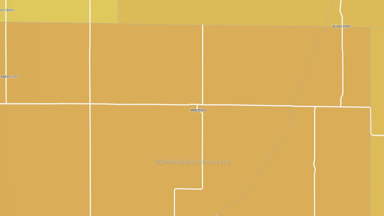 Map of the best neighborhoods in the Westboro area, with better matches in green and worse matches in red