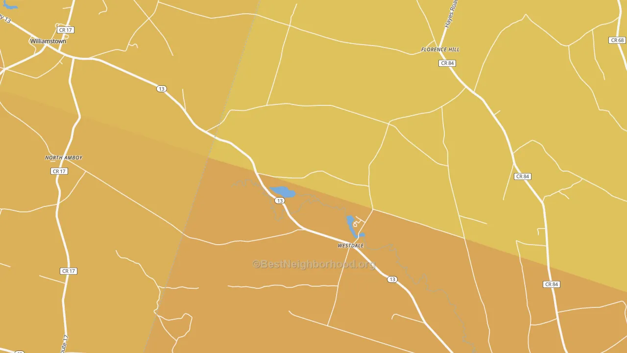 Map of the best neighborhoods in the Westdale area, with better matches in green and worse matches in red