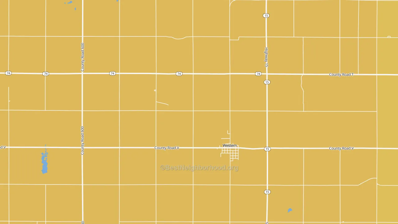 Map of the best neighborhoods in the Western area, with better matches in green and worse matches in red