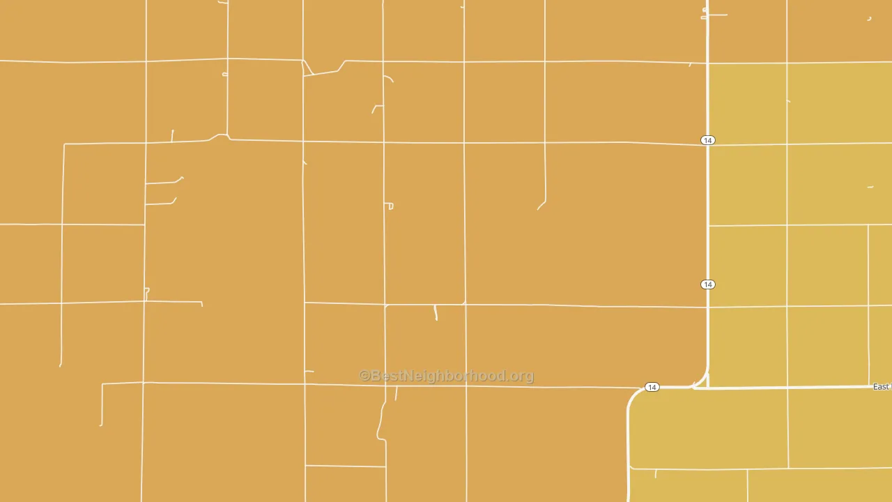 Map of the best neighborhoods in the Westfall area, with better matches in green and worse matches in red