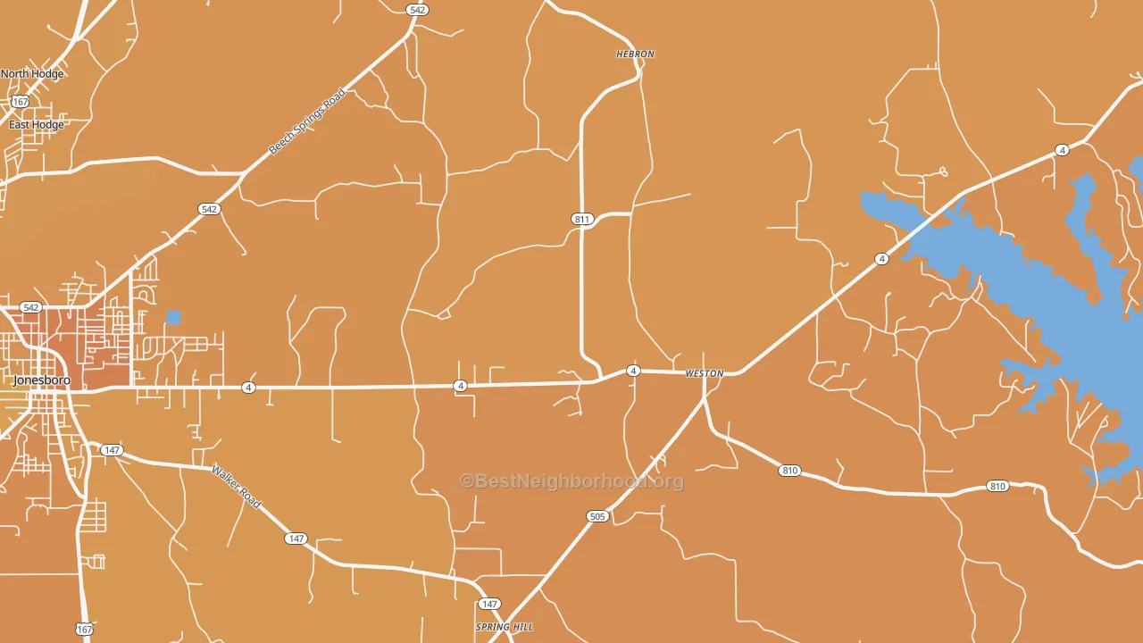 Map of the best neighborhoods in the Weston area, with better matches in green and worse matches in red