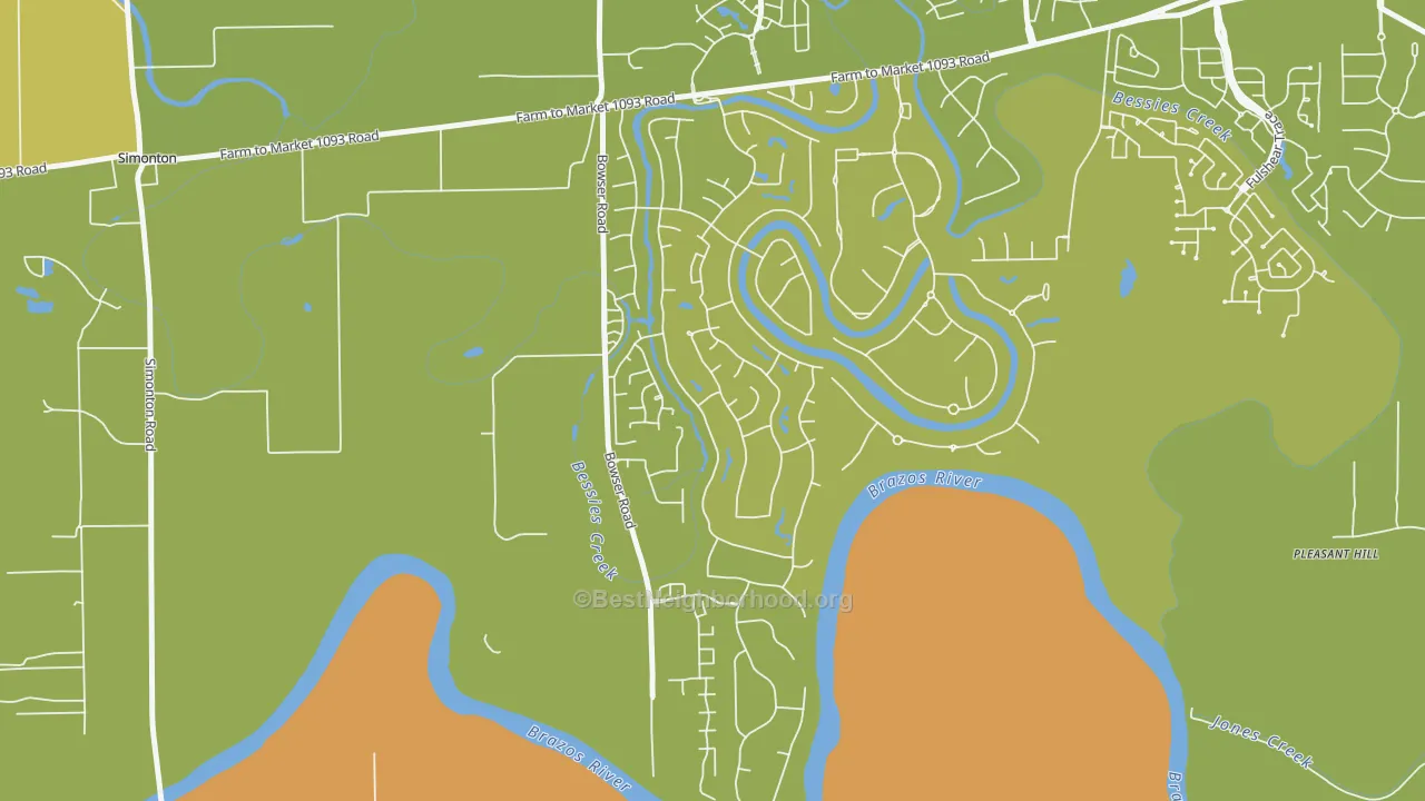 Map of the best neighborhoods in the Weston Lakes area, with better matches in green and worse matches in red