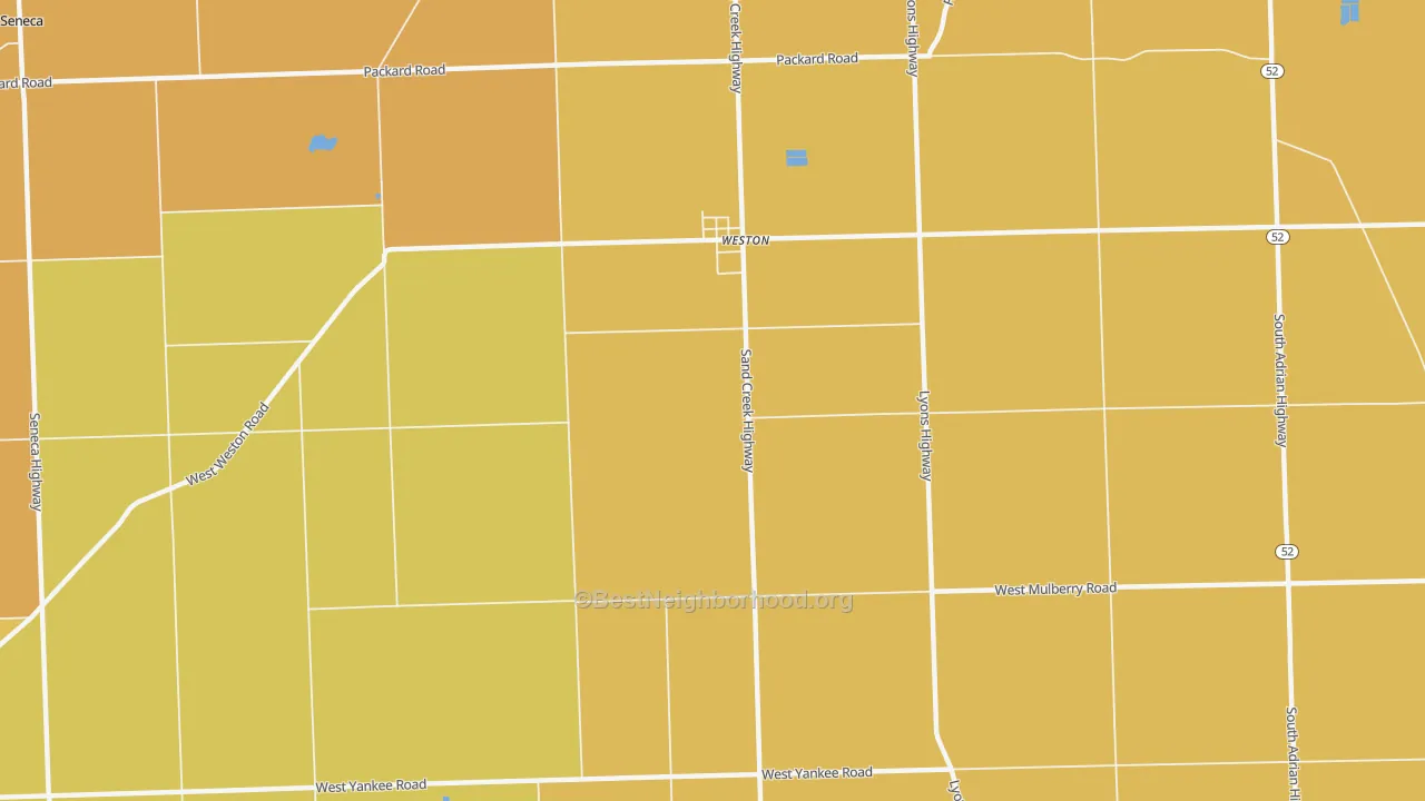 Map of the best neighborhoods in the Weston area, with better matches in green and worse matches in red