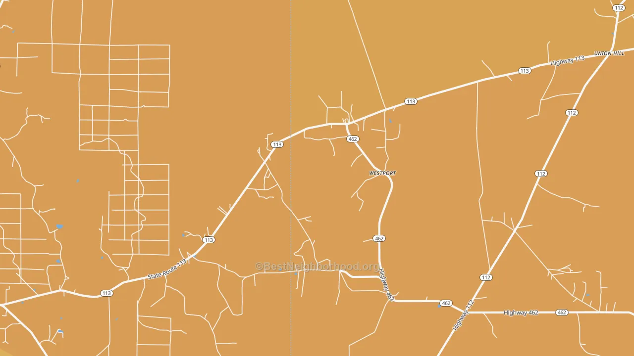Map of the best neighborhoods in the Westport area, with better matches in green and worse matches in red