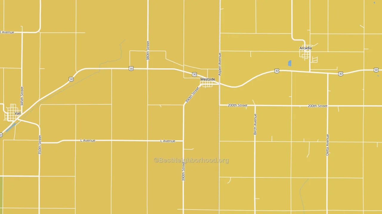 Map of the best neighborhoods in the Westside area, with better matches in green and worse matches in red