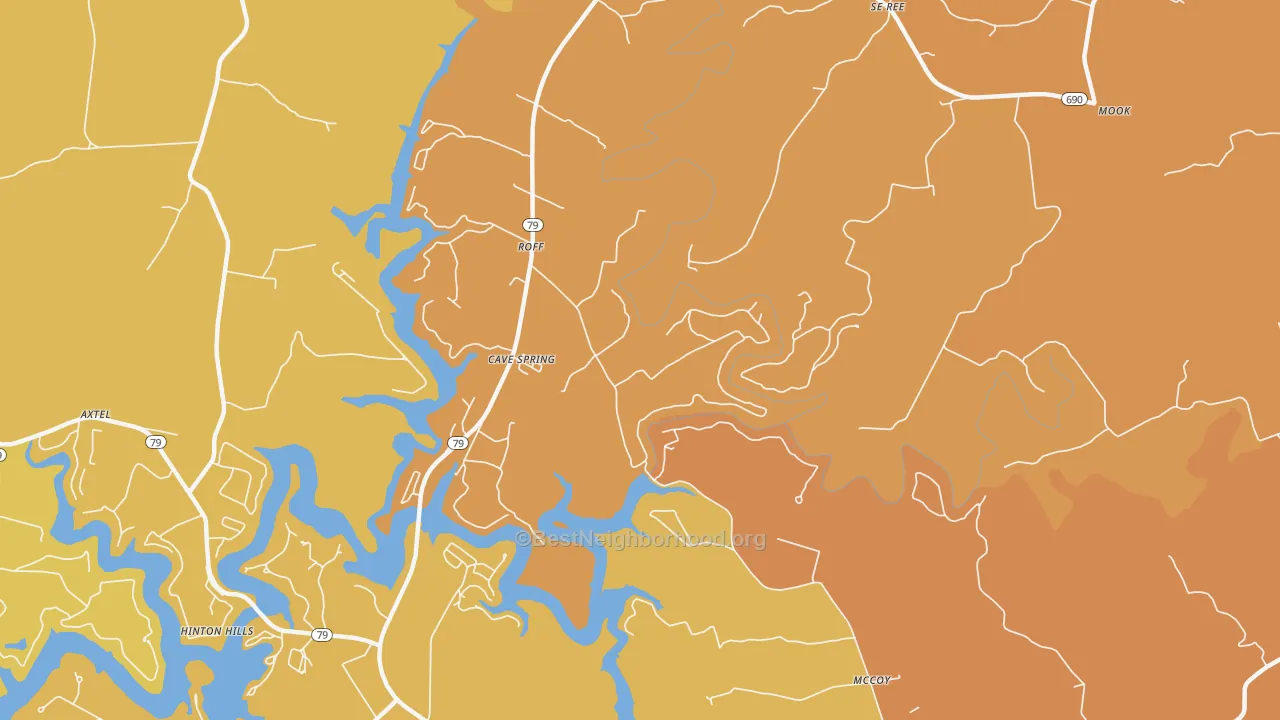 Map of the best neighborhoods in the Westview area, with better matches in green and worse matches in red