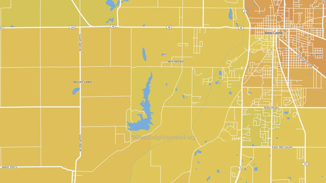 Map of the best neighborhoods in the Westwood area, with better matches in green and worse matches in red