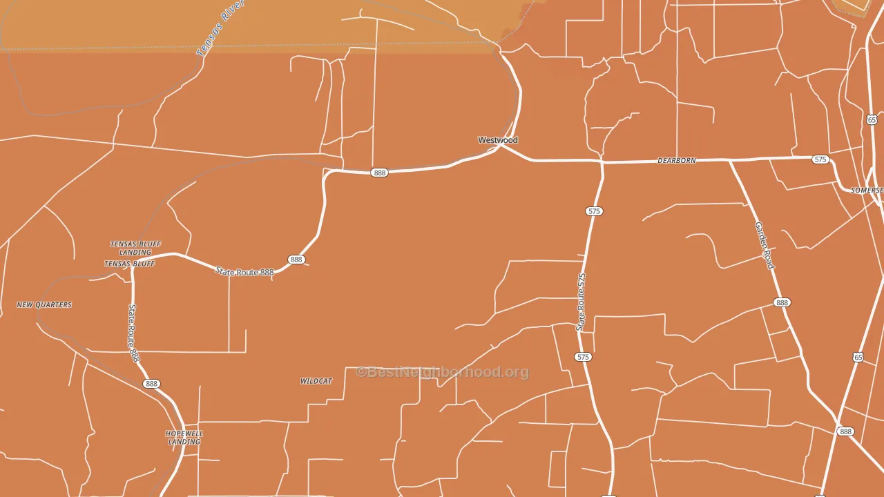 Map of the best neighborhoods in the Westwood area, with better matches in green and worse matches in red