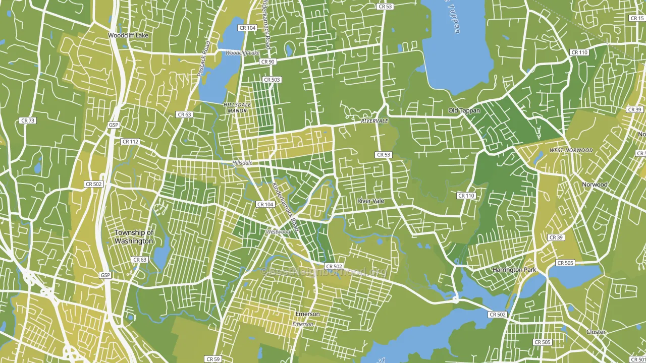 Map of the best neighborhoods in the Westwood area, with better matches in green and worse matches in red