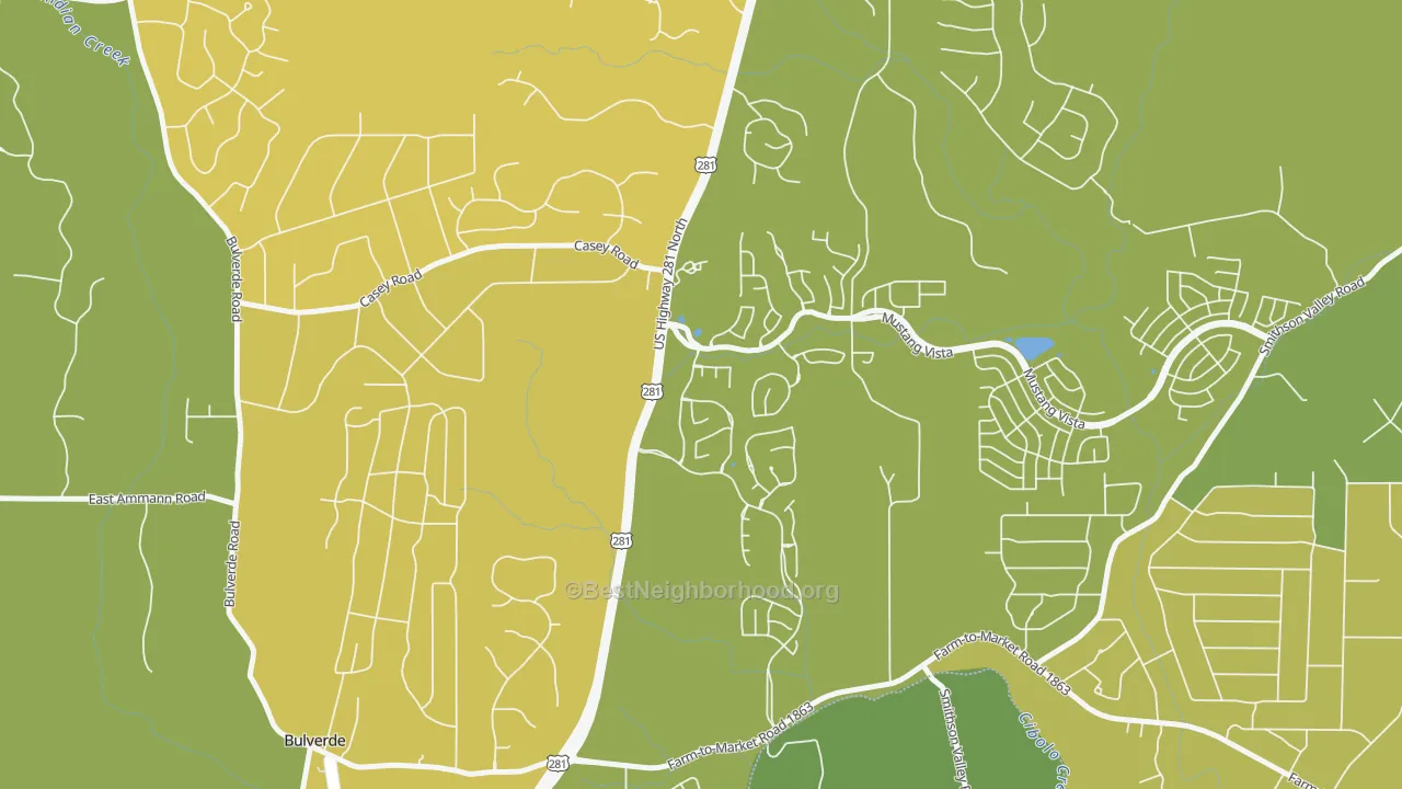 Map of the best neighborhoods in the Wetmore area, with better matches in green and worse matches in red