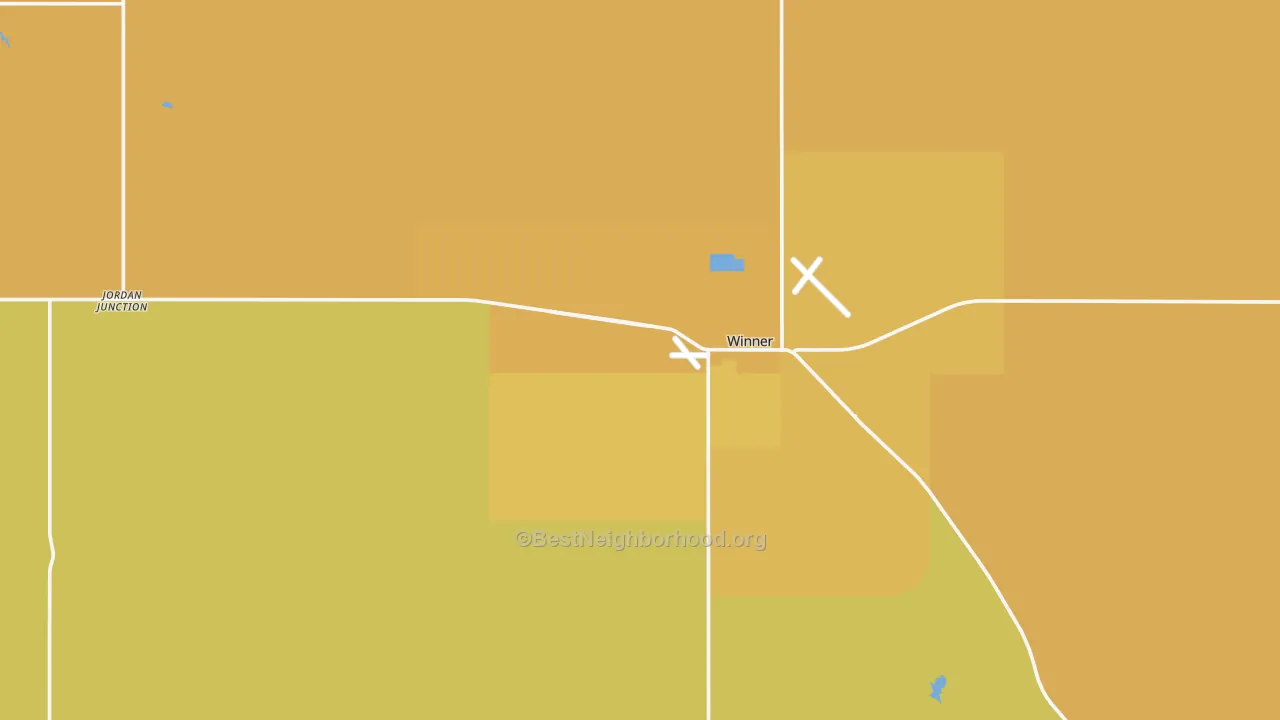 Map of the best neighborhoods in the Wewela area, with better matches in green and worse matches in red