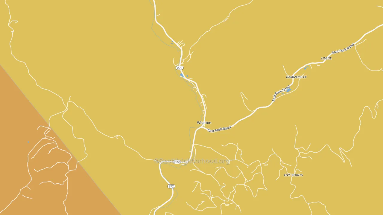 Map of the best neighborhoods in the Wharton area, with better matches in green and worse matches in red