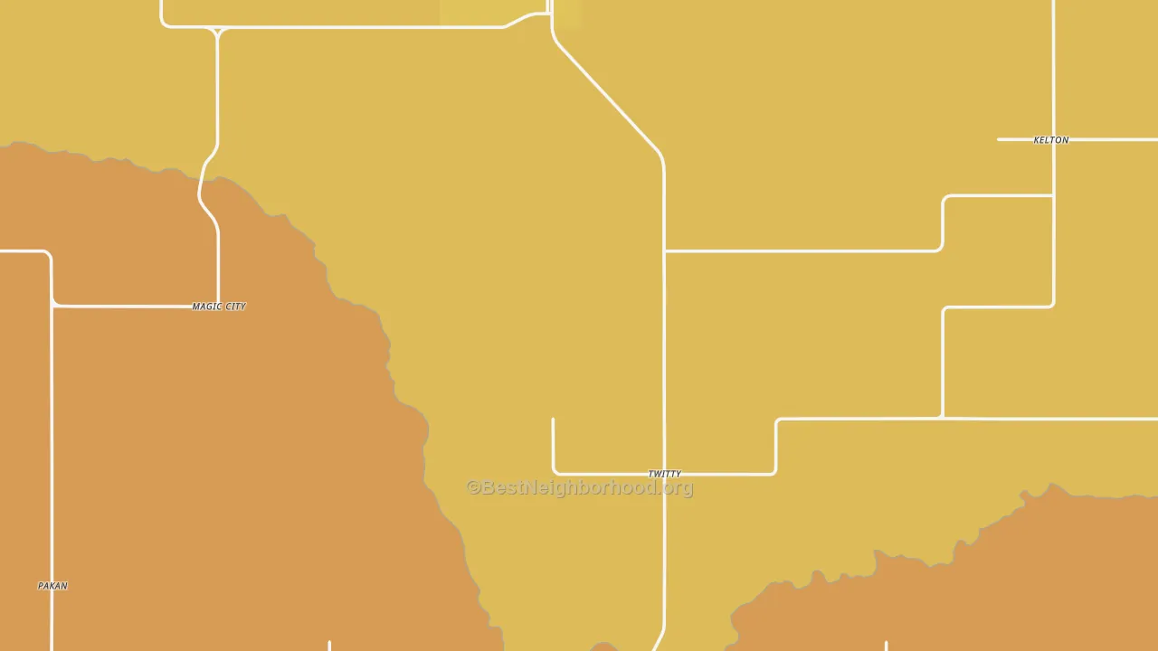Map of the best neighborhoods in the Wheeler County area, with better matches in green and worse matches in red