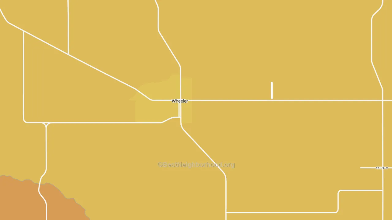 Map of the best neighborhoods in the Wheeler area, with better matches in green and worse matches in red