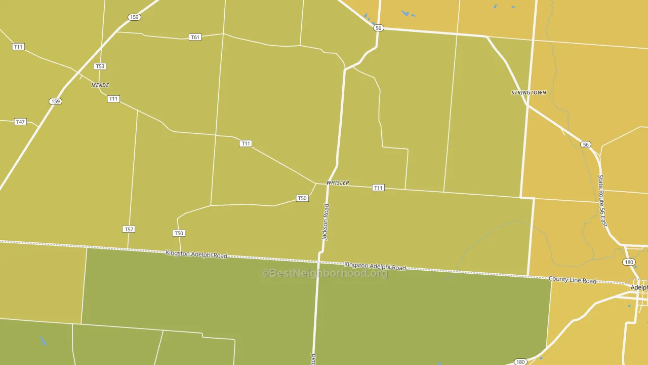 Map of the best neighborhoods in the Whisler area, with better matches in green and worse matches in red