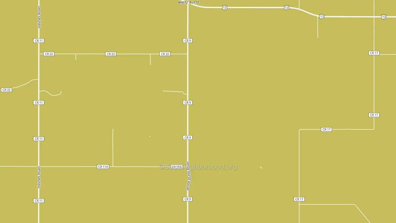 Map of the best neighborhoods in the White Butte area, with better matches in green and worse matches in red
