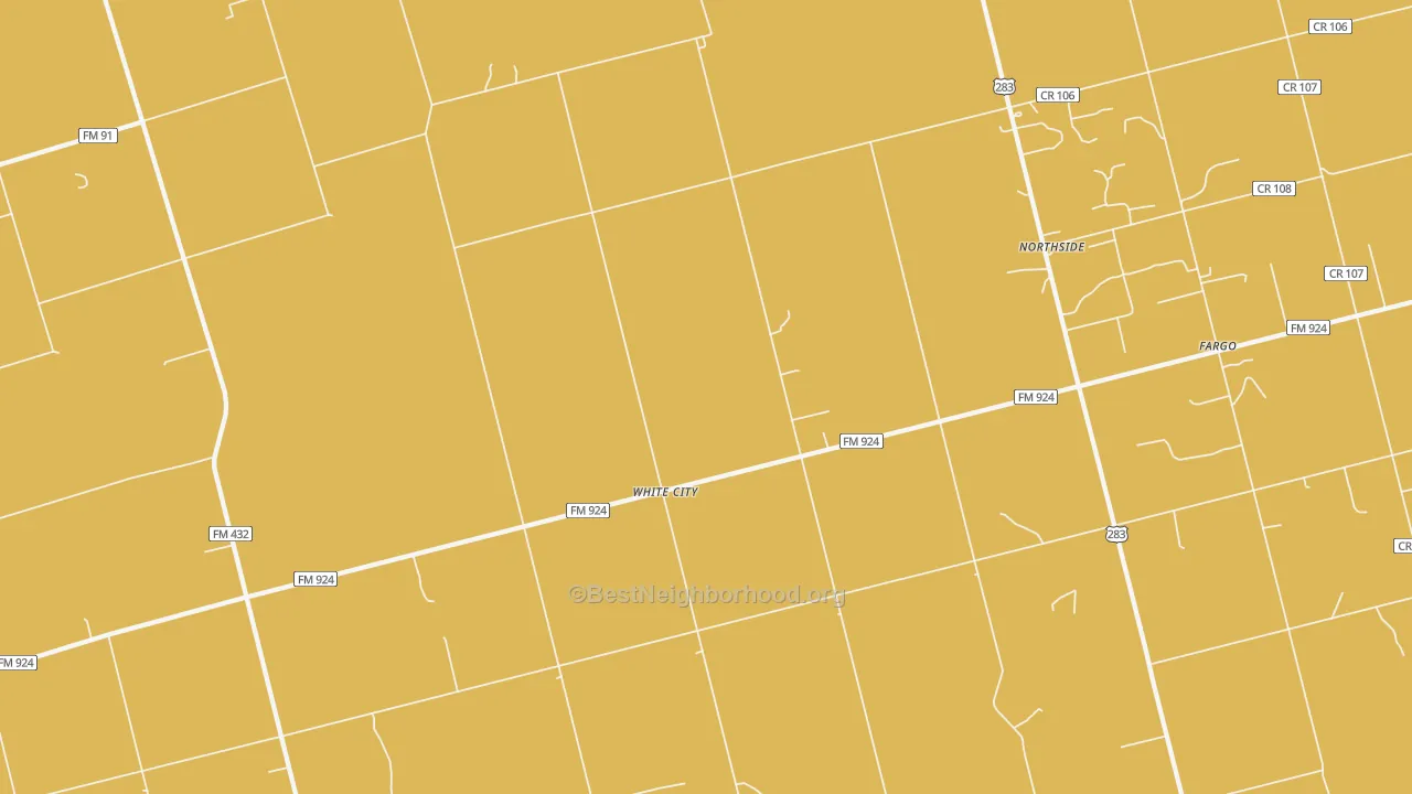 Map of the best neighborhoods in the White City area, with better matches in green and worse matches in red