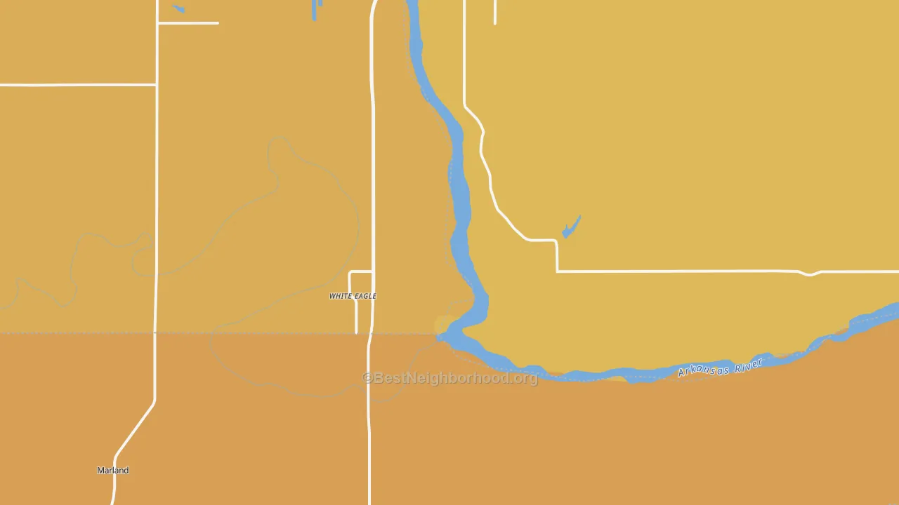 Map of the best neighborhoods in the White Eagle area, with better matches in green and worse matches in red