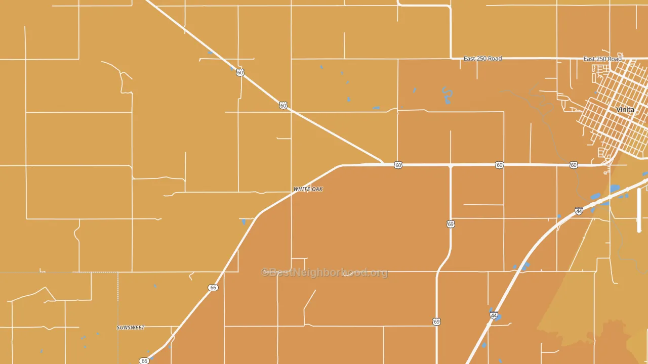 Map of the best neighborhoods in the White Oak area, with better matches in green and worse matches in red