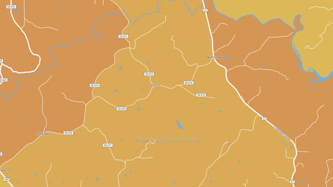Map of the best neighborhoods in the White Oak area, with better matches in green and worse matches in red
