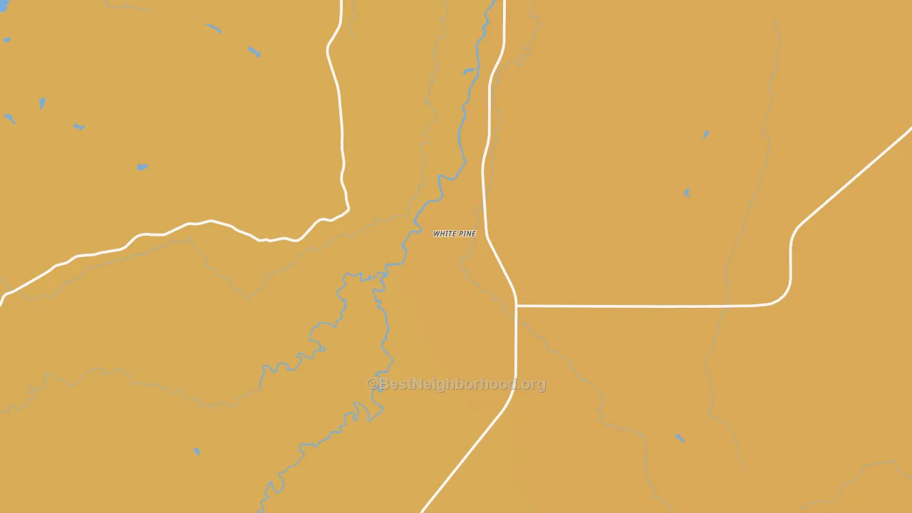 Map of the best neighborhoods in the White Pine area, with better matches in green and worse matches in red