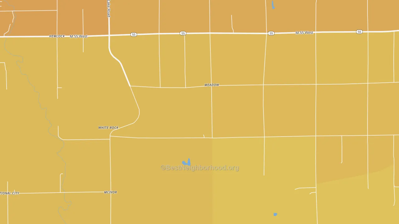 Map of the best neighborhoods in the White Rock area, with better matches in green and worse matches in red