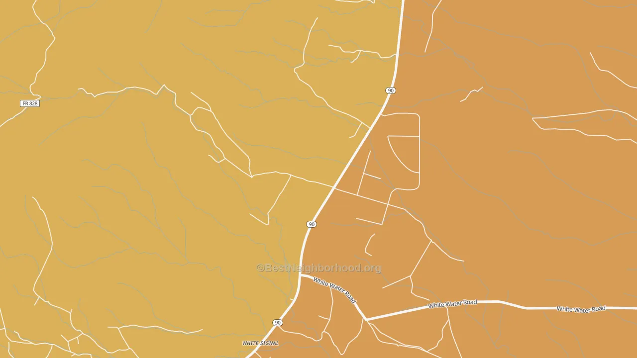Map of the best neighborhoods in the White Signal area, with better matches in green and worse matches in red