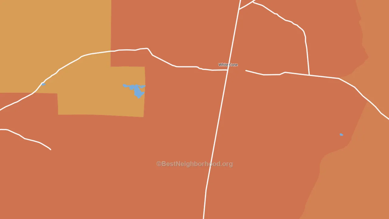 Map of the best neighborhoods in the Whitecone area, with better matches in green and worse matches in red