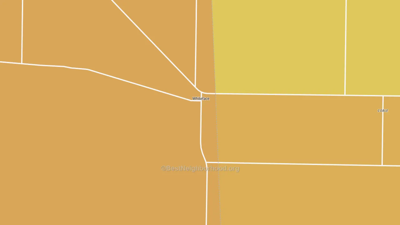 Map of the best neighborhoods in the Whiteface area, with better matches in green and worse matches in red