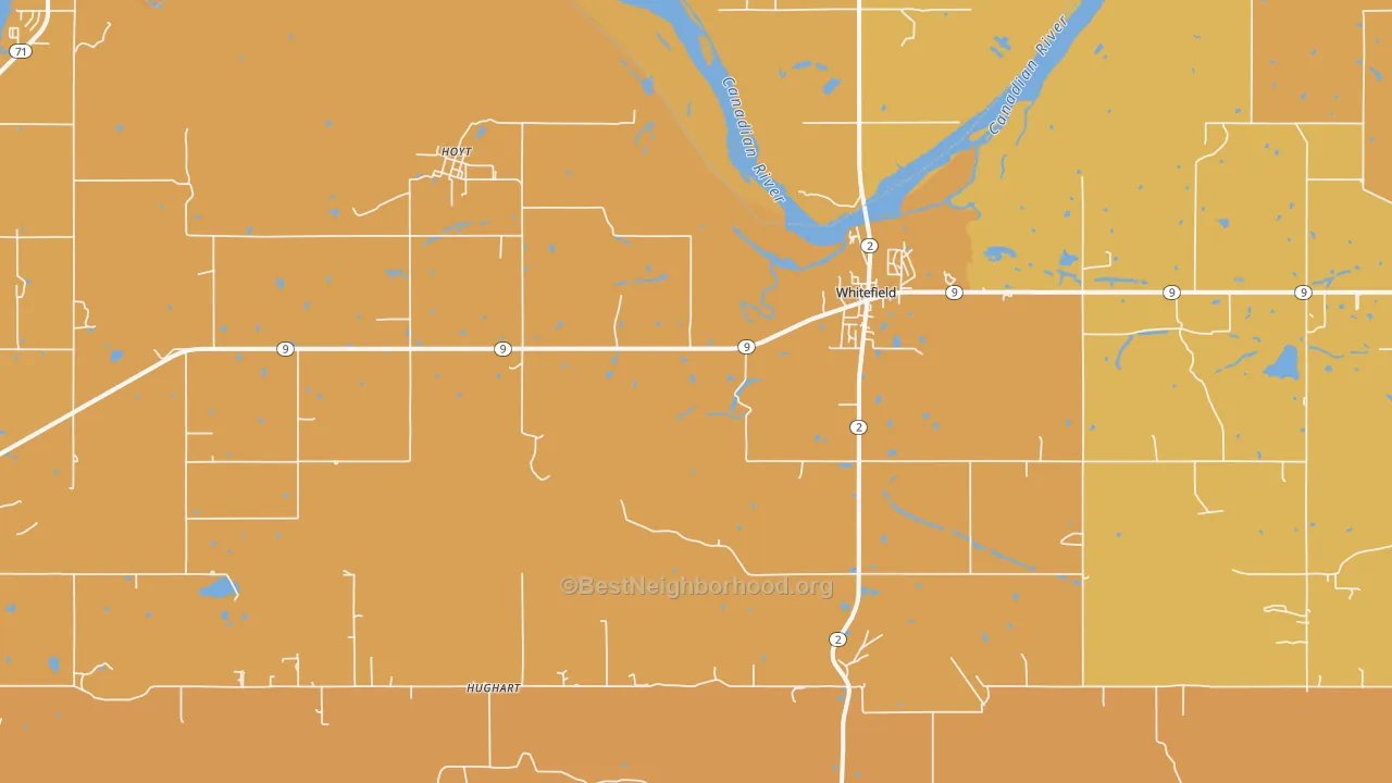 Map of the best neighborhoods in the Whitefield area, with better matches in green and worse matches in red