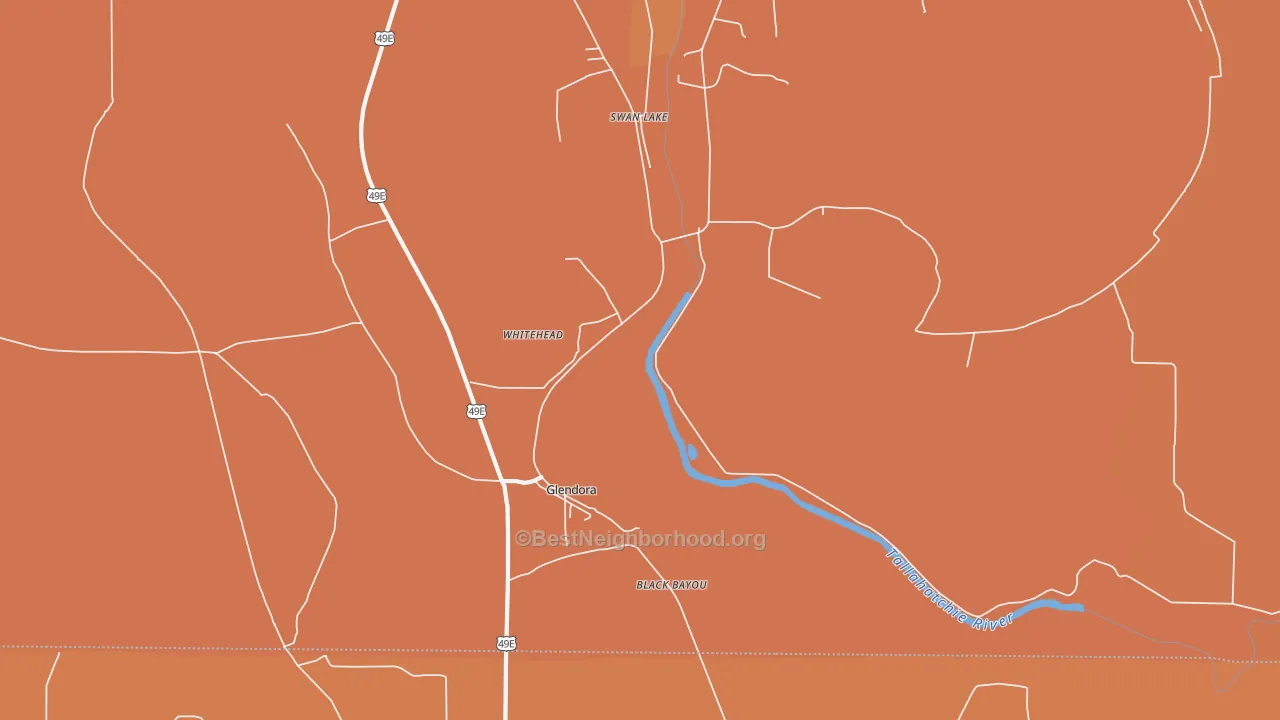 Map of the best neighborhoods in the Whitehead area, with better matches in green and worse matches in red